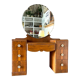 7-drawer wooden dressing table with beveled mirror 1950s
