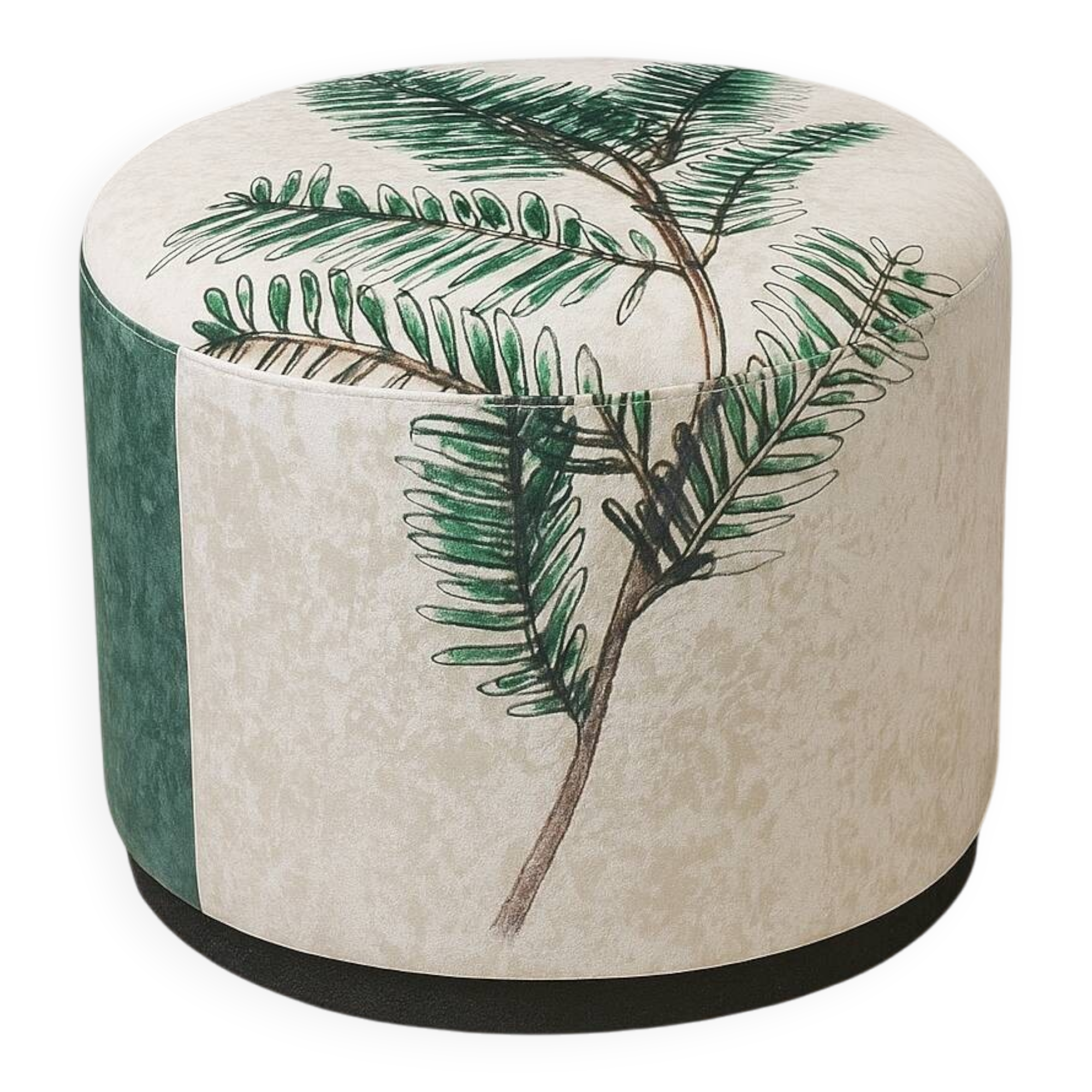 Pouf artisanal à motif botanique