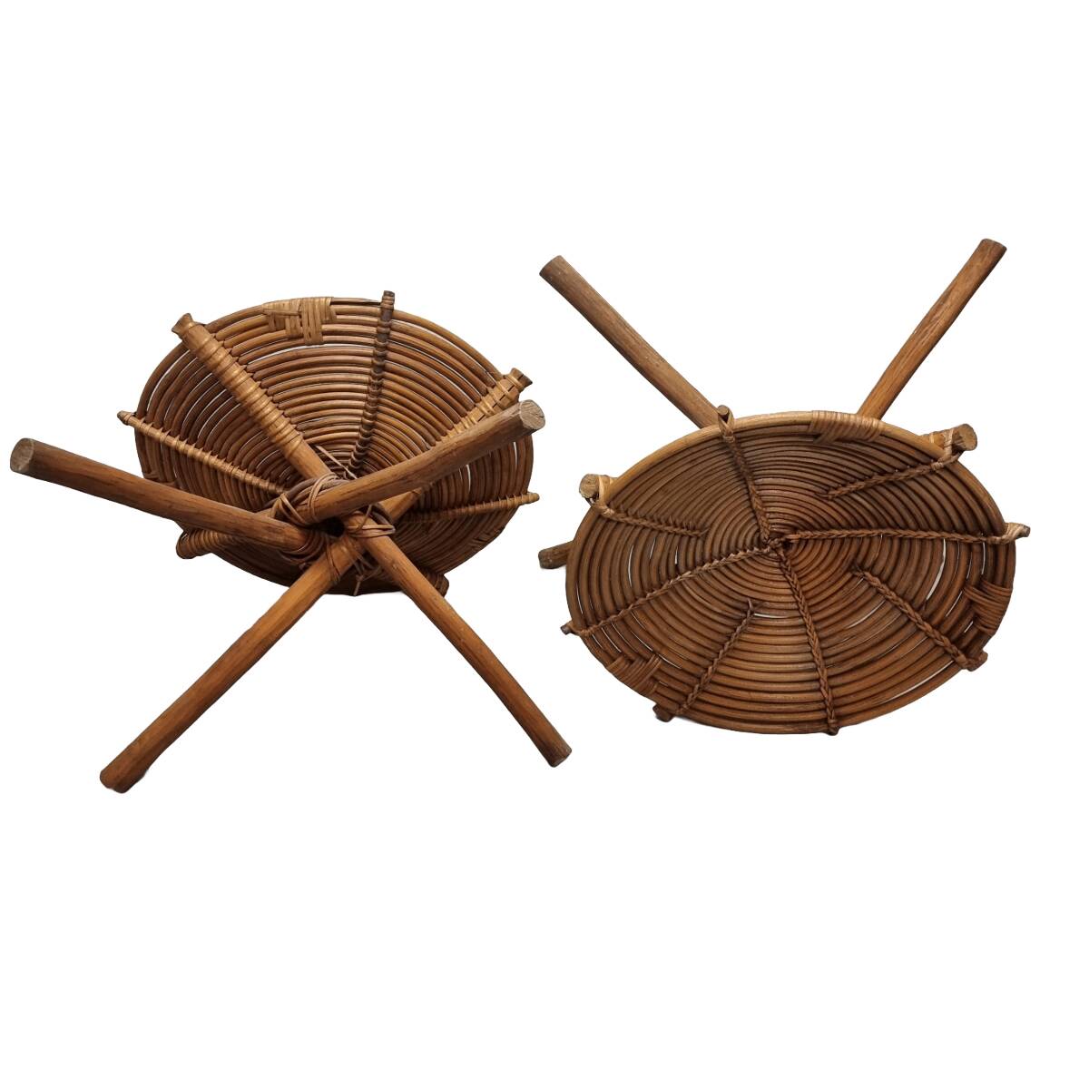 Vintage African Rattan Stools, 190s