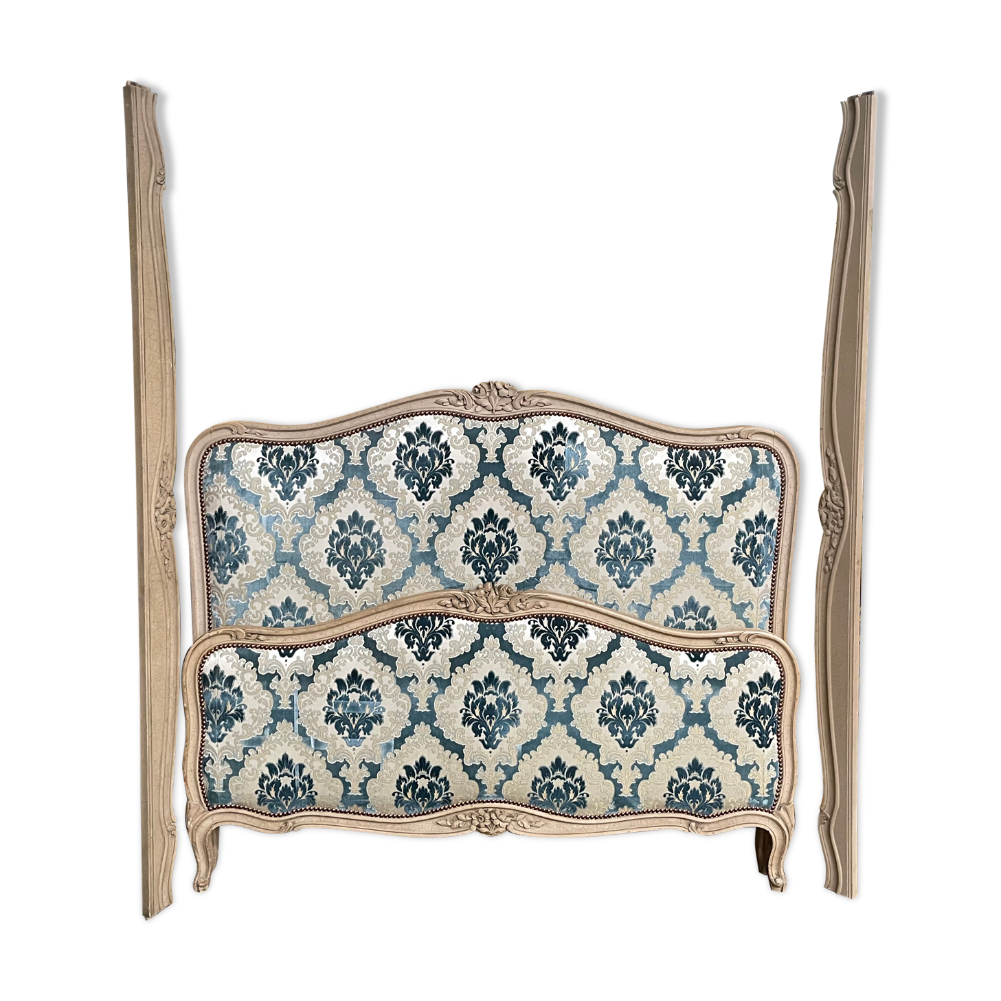 Louis XV upholstered style bed wood
