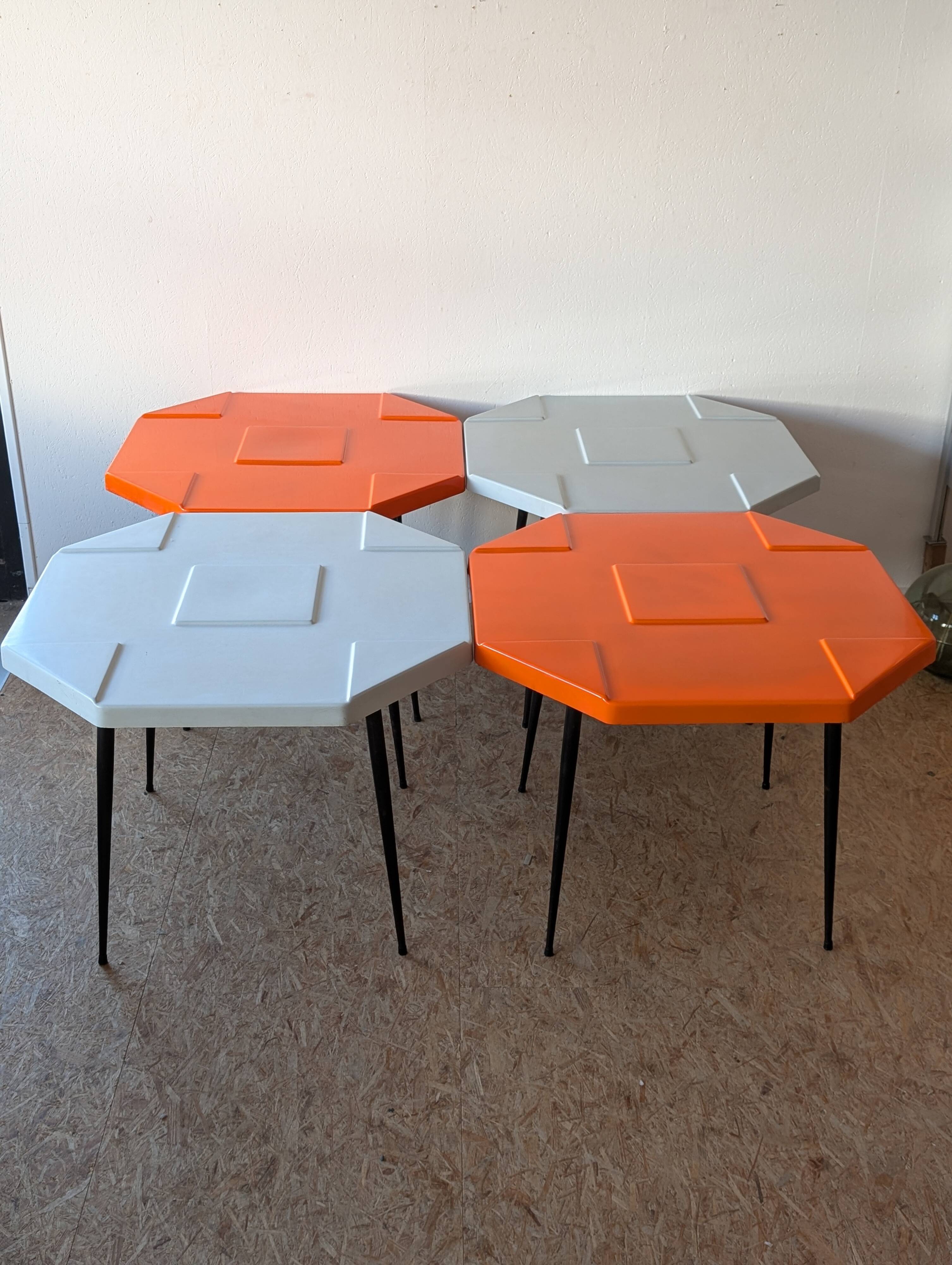 Orange fiberglass table from the 70s space age