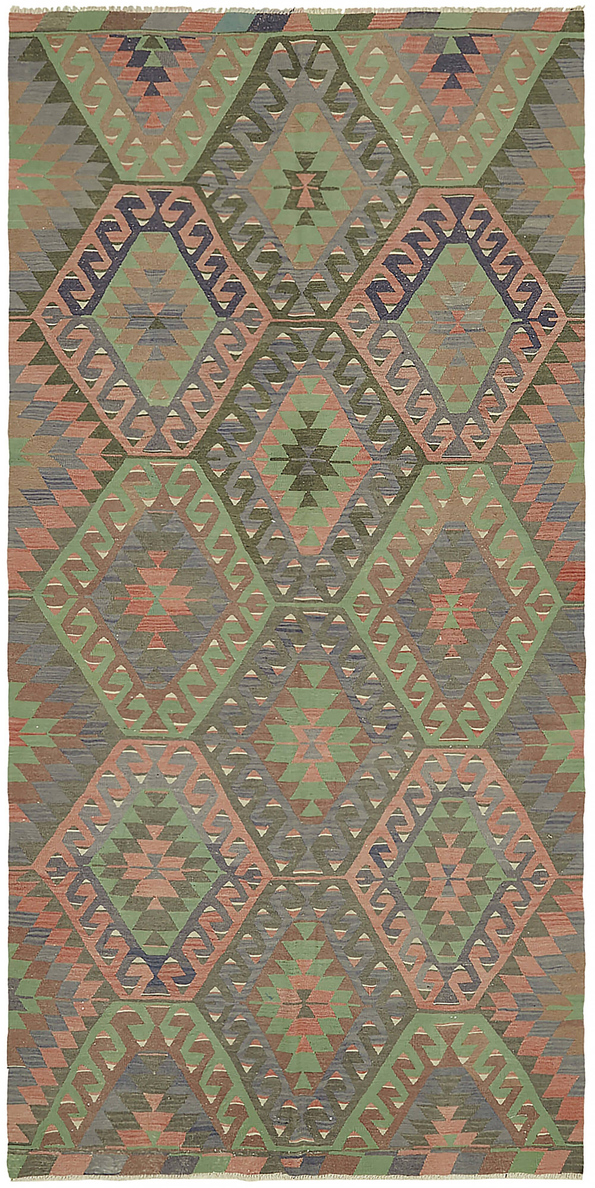Turkish Handmade Vintage Anatolian Kilim 167 cm x 330 cm
