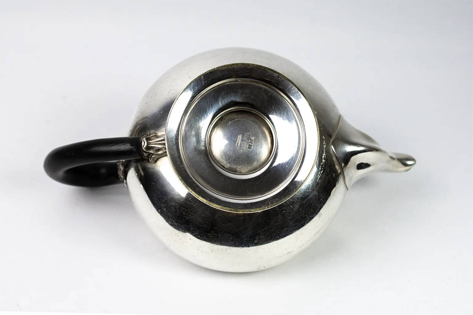Christofle teapot in silver-plated metal and blackened wood – late 19th century