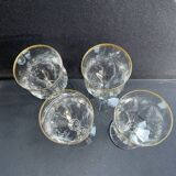 4 Verres à eau Daum putoisés or