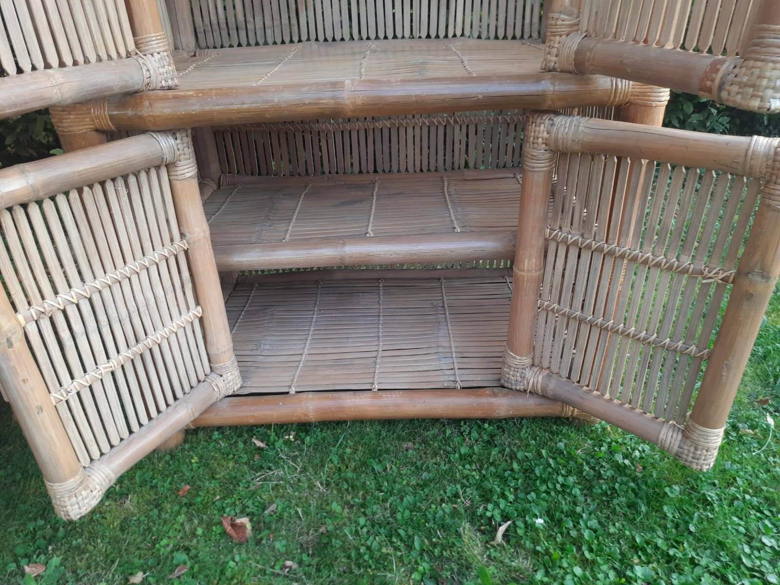 Vintage bamboo and rattan cabinet or storage unit