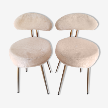 Pair of Pelfran white soft chairs