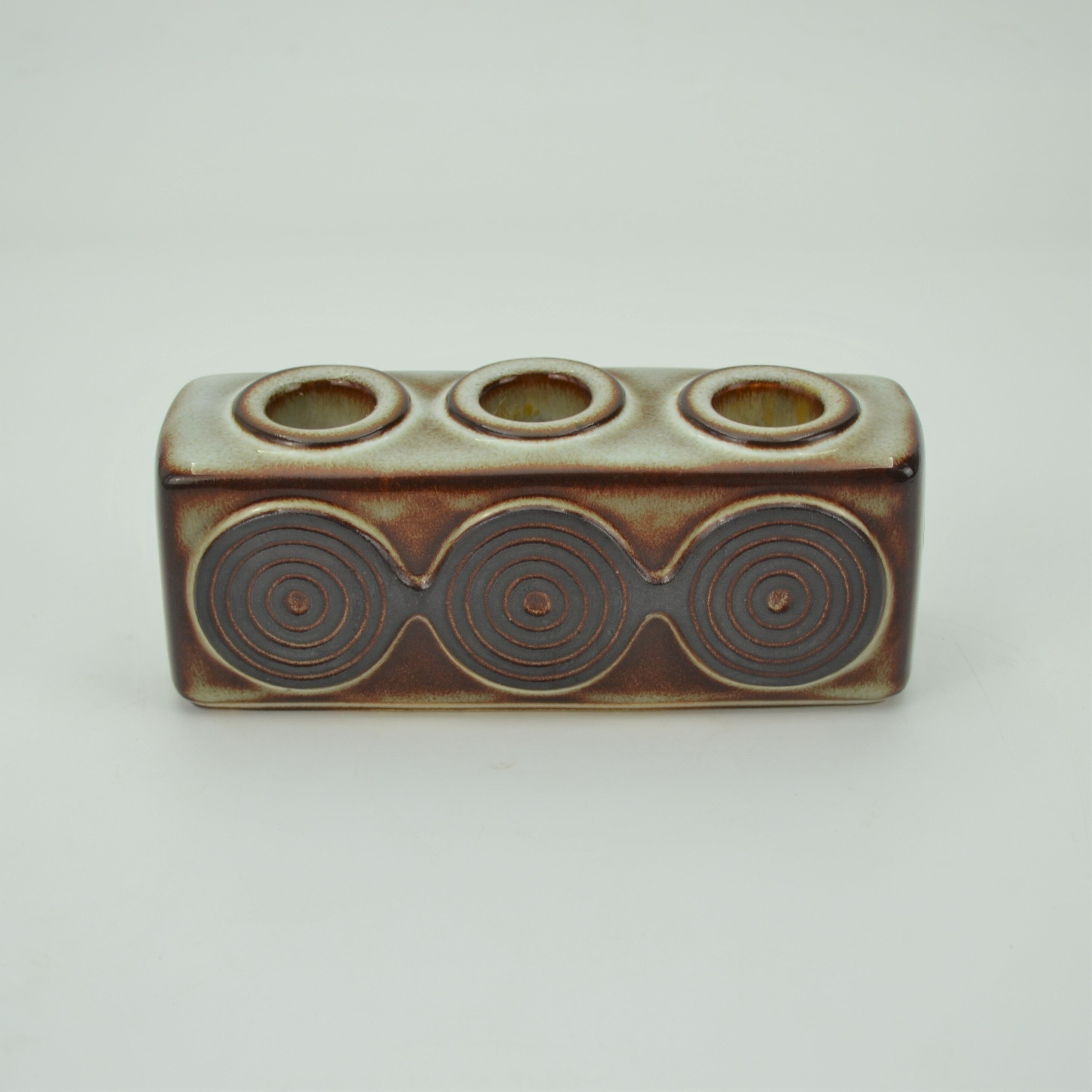 Triple stoneware candle holder grey serie by ejner johansen for søholm stentøj