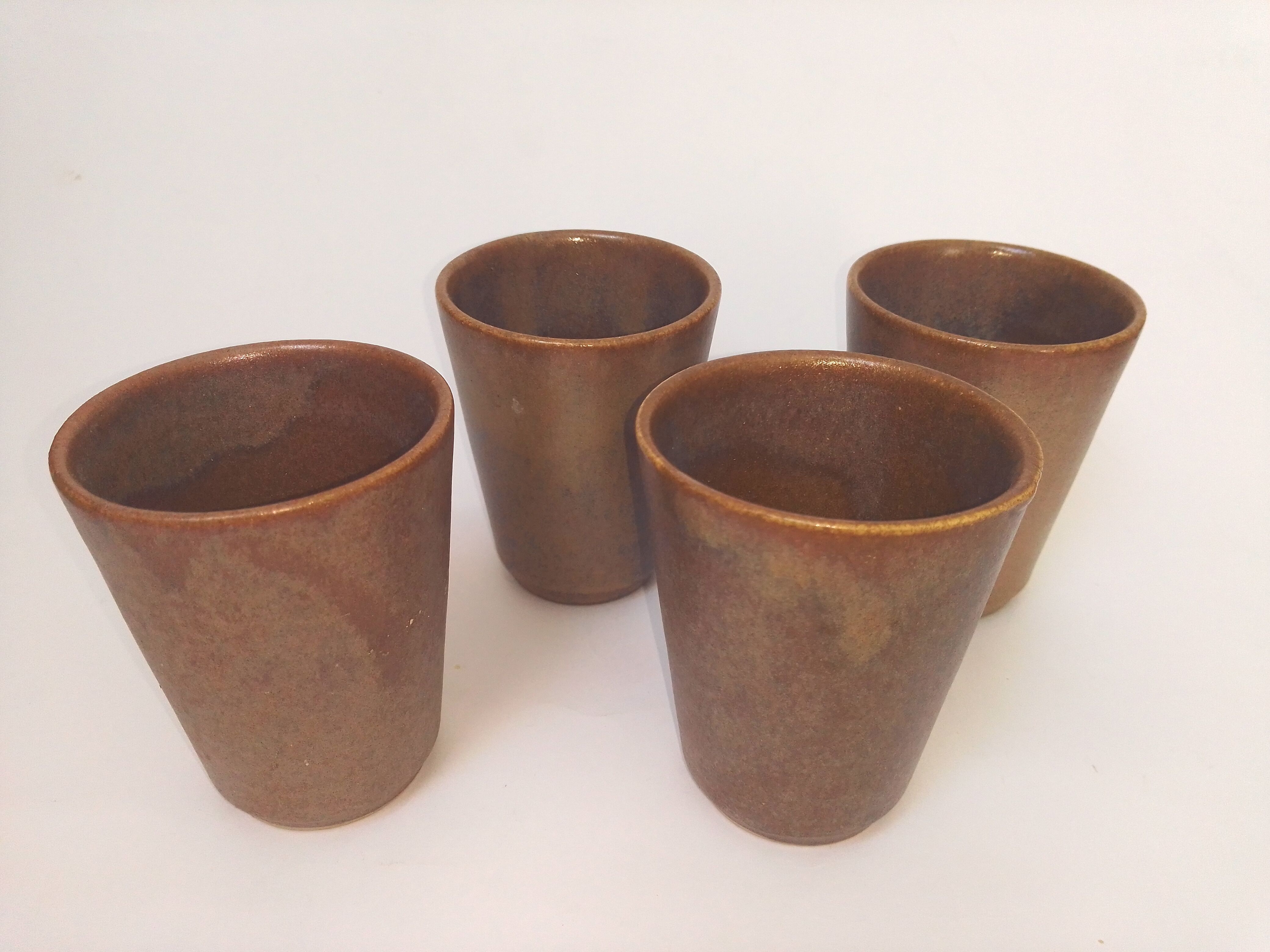 4 stoneware Digoin coffee cups