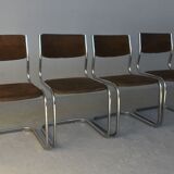 Series of 4 vintage tubular chairs 70