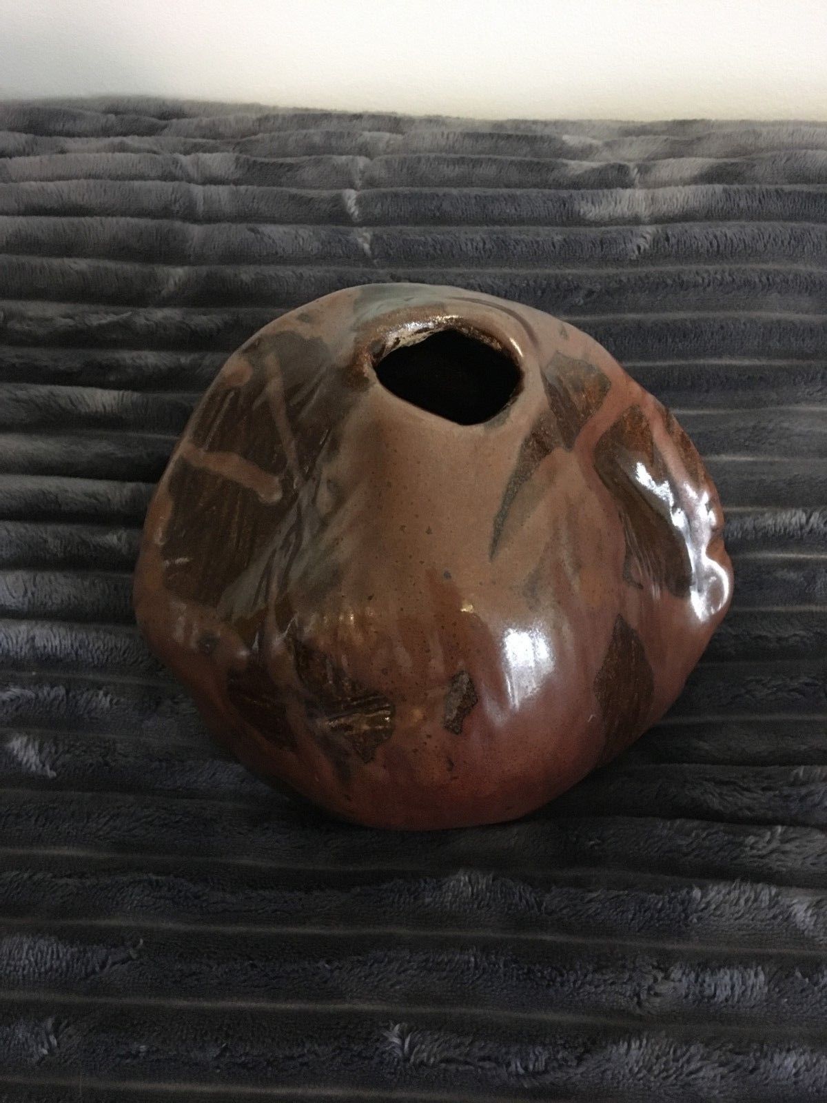 Vase ball enamelled pottery of artist's signature terminal