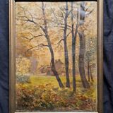 2 impressionist paintings - pair of oil on canvas - 2 signed autumn landscapes