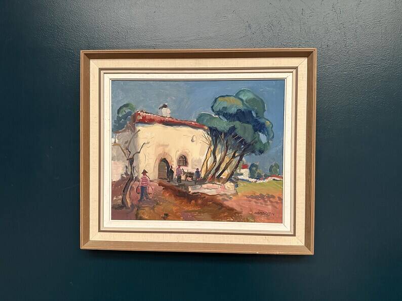 Original Swedish Oil on Canvas – “Mediterranean Scene” by Axel Hamborn – Signed – Vintage & Framed