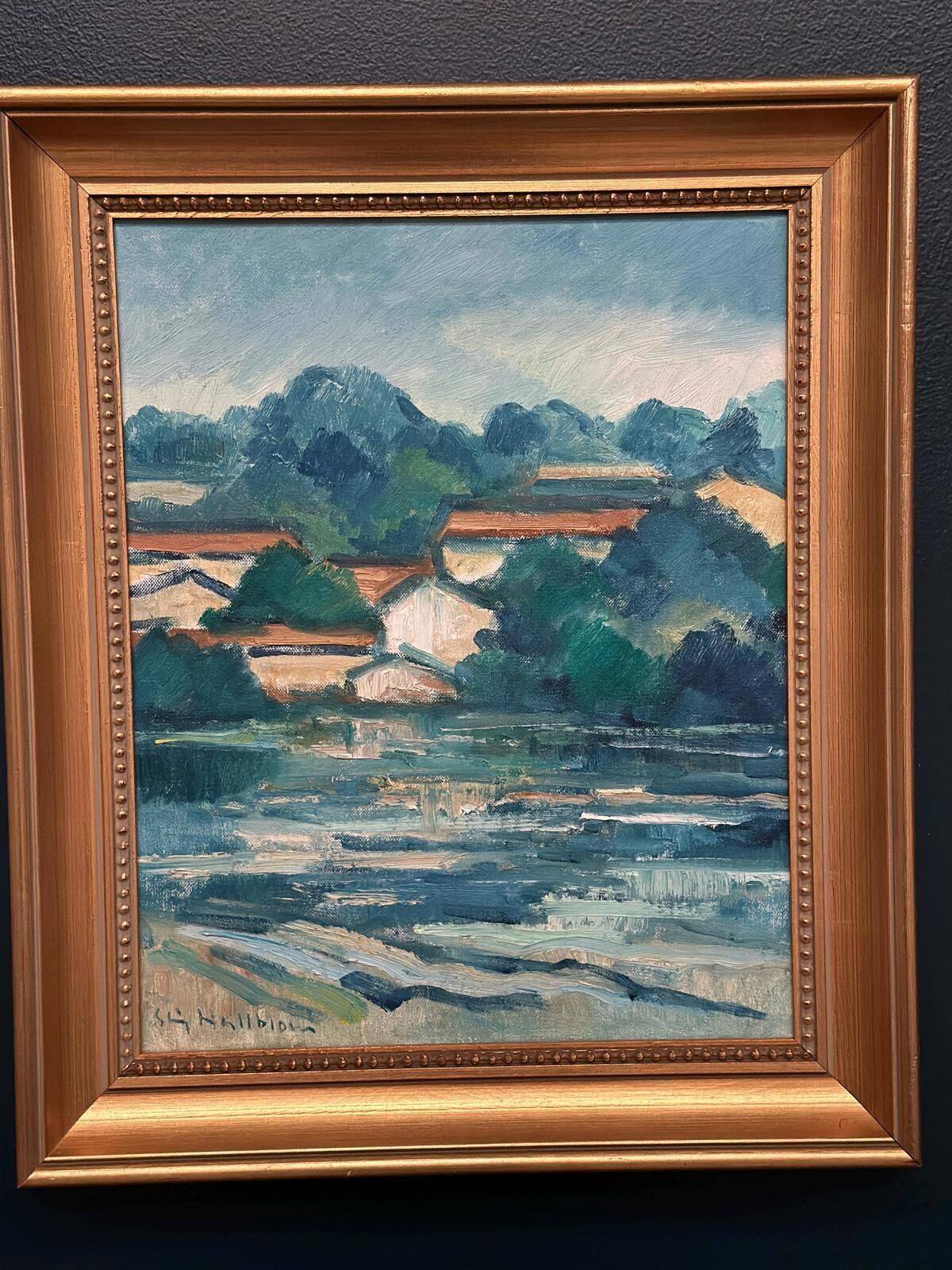 Original Swedish Oil On Canvas – “Uppland” By Stig Hallblom – Vintage & Framed – 53 × 44 Cm (20.9" × 17.3")