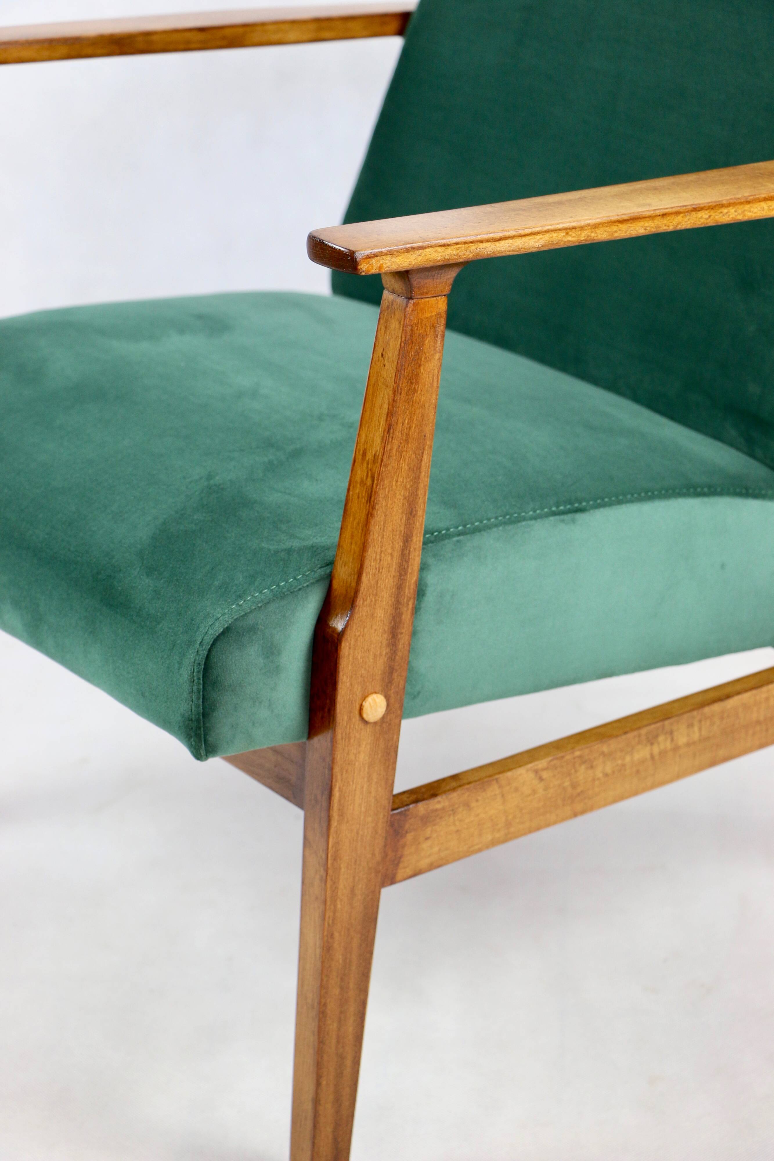 Chaise longue vintage en velours vert, années 1970