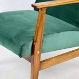 Chaise longue vintage en velours vert, années 1970