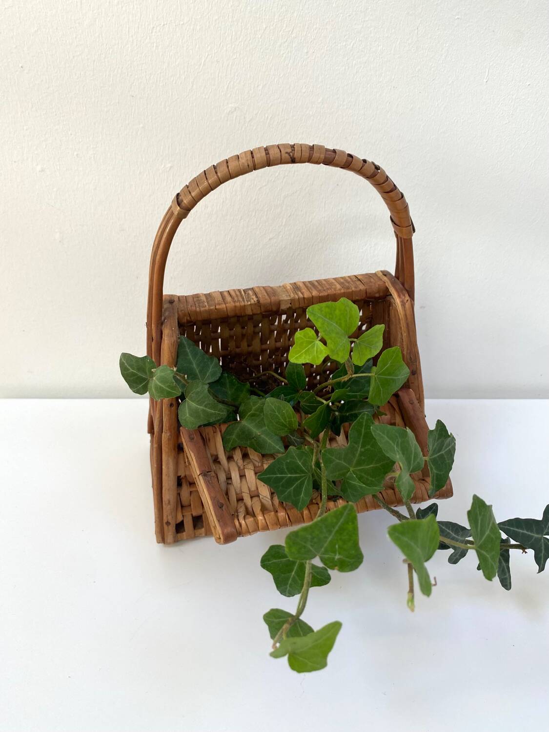 Vintage woven wicker rattan basket