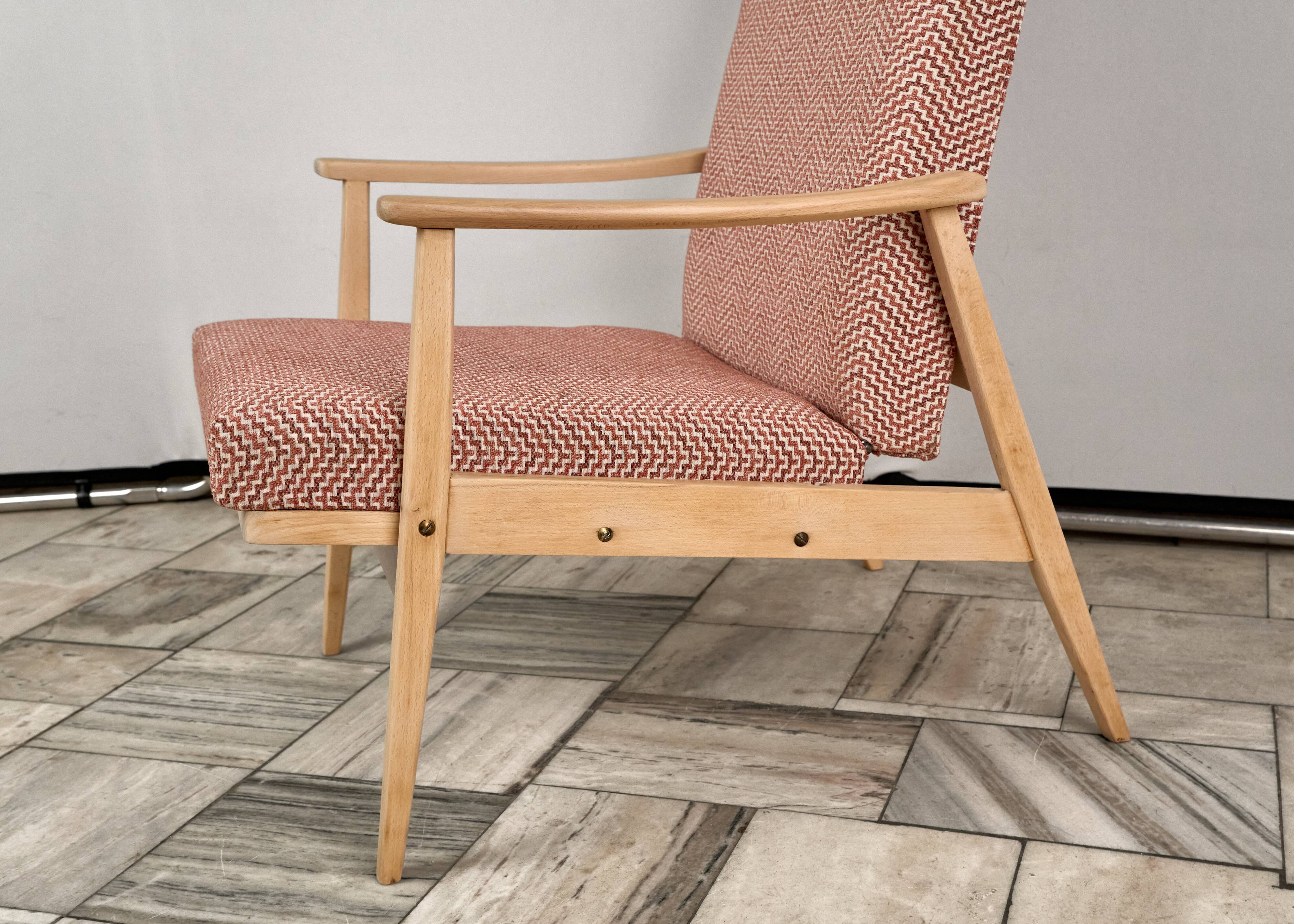 Vintage Recliner Armchair with Ottoman, 1960s, Czechoslovakia