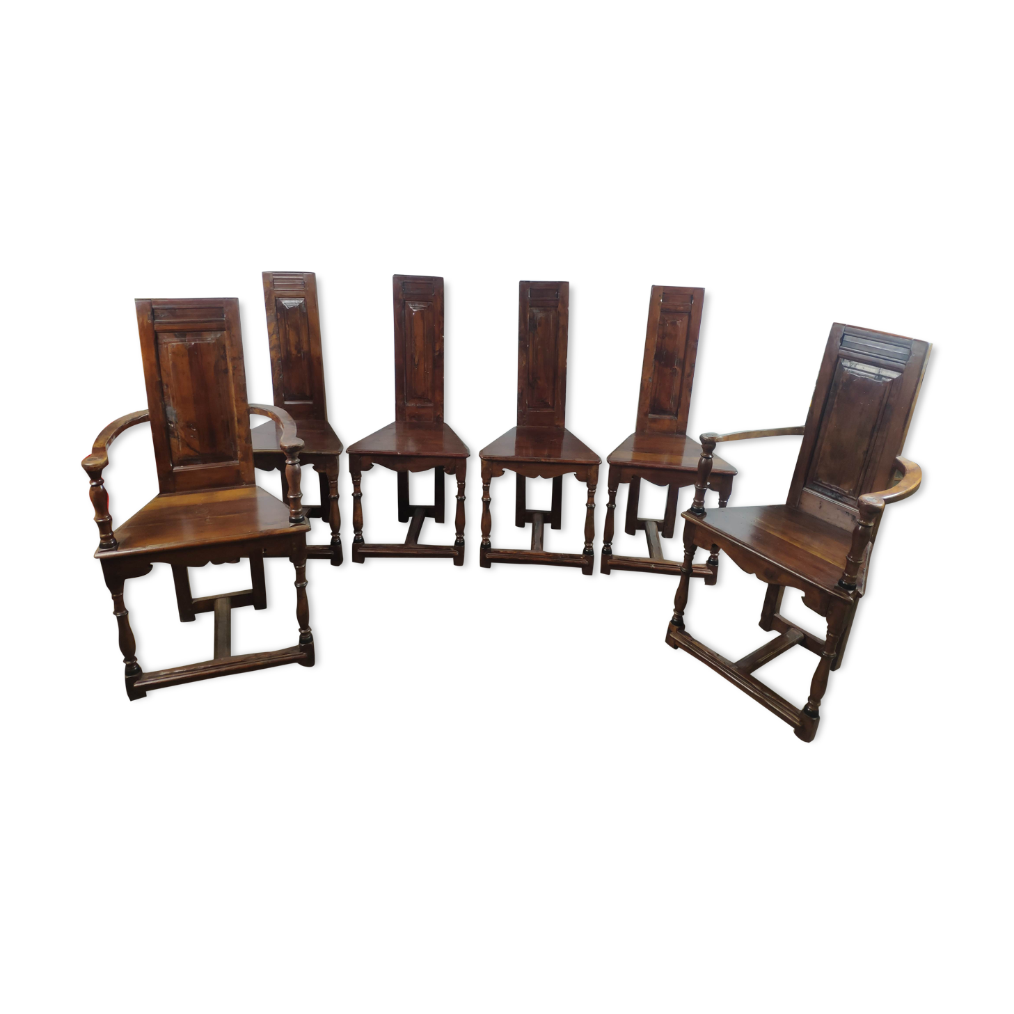 Renaissance moulded walnut chairs