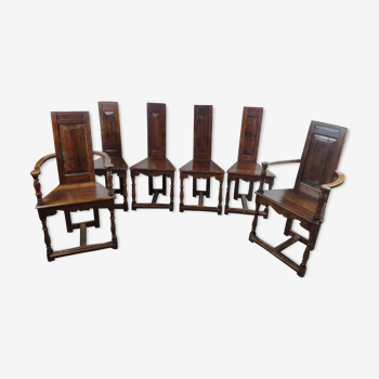 Renaissance moulded walnut chairs