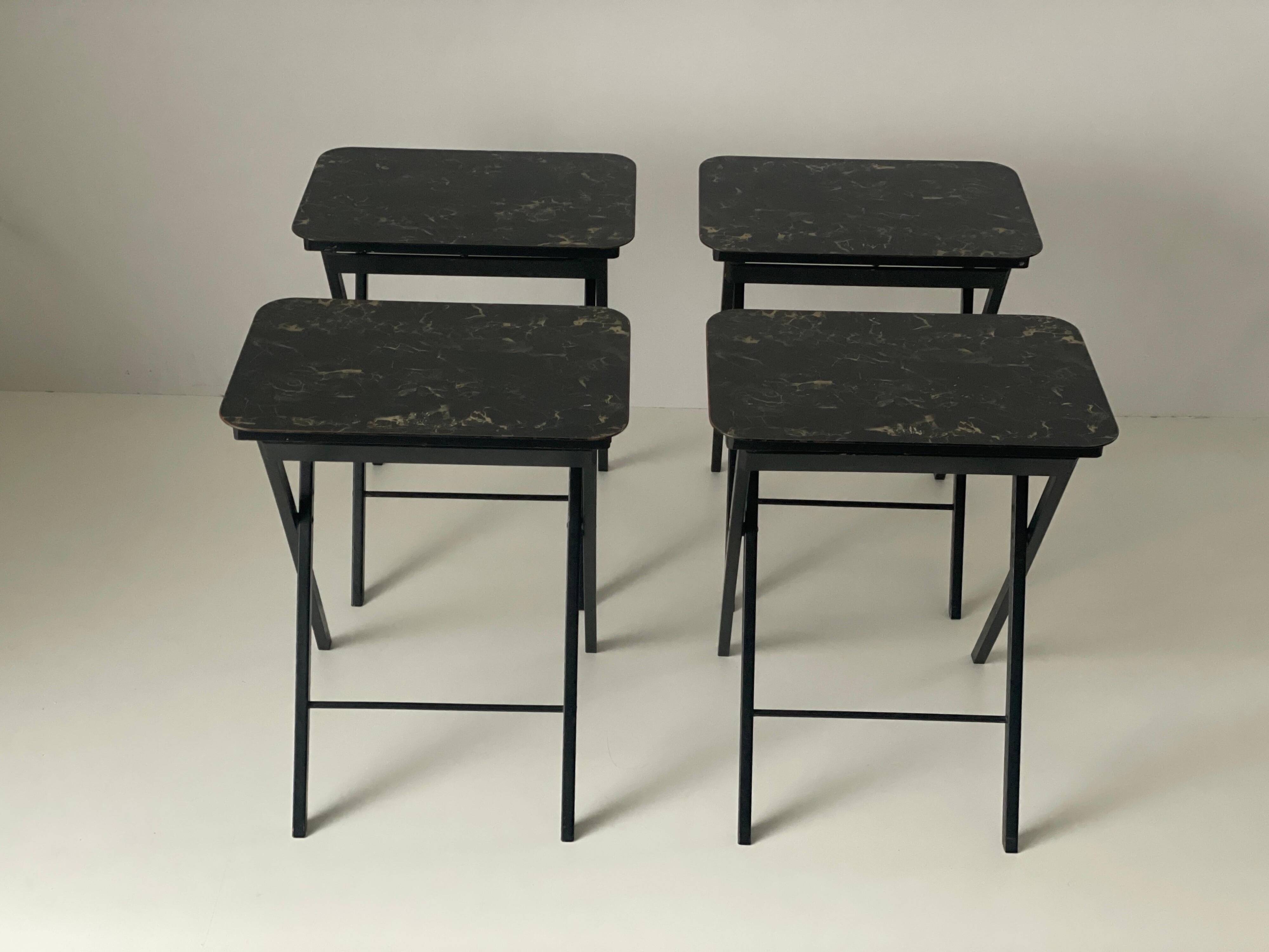 Set of 4 service tables by Artex-Green Corp, 1960s, USA