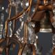 Antique chandelier in gilded iron and glass, Italy, 20th century