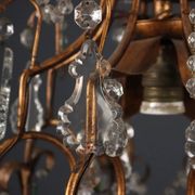 Antique chandelier in gilded iron and glass, Italy, 20th century
