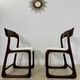 Set of 2 Baumann sled chairs in wood and terry fabric, 60s design