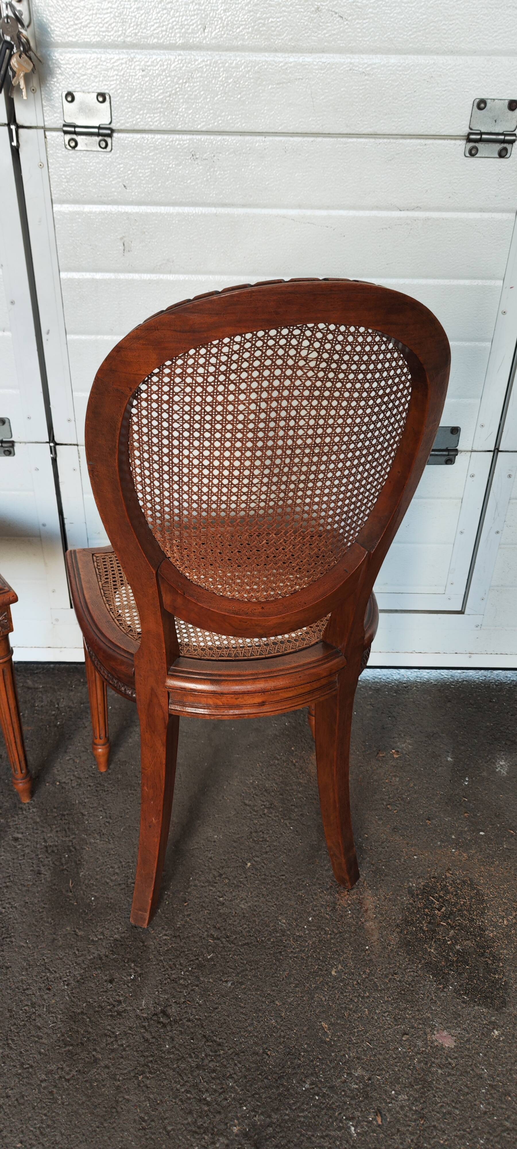 Pair of Louis XVI caned medallion chairs