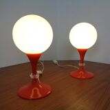Glass and Plastic Tulip Bedside Lamps, 1970s, Set of 2