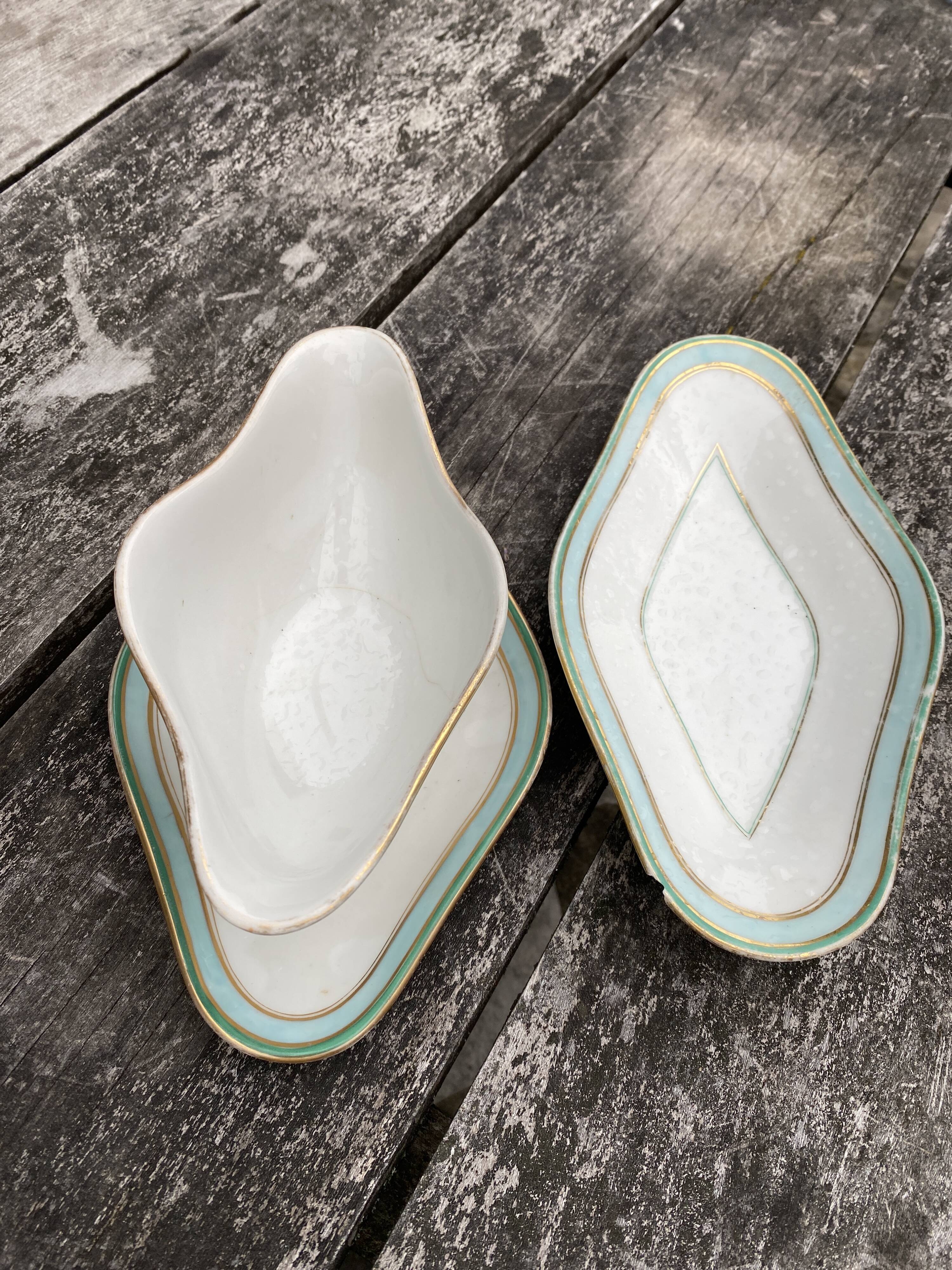 Sausage and porcelain ramekin