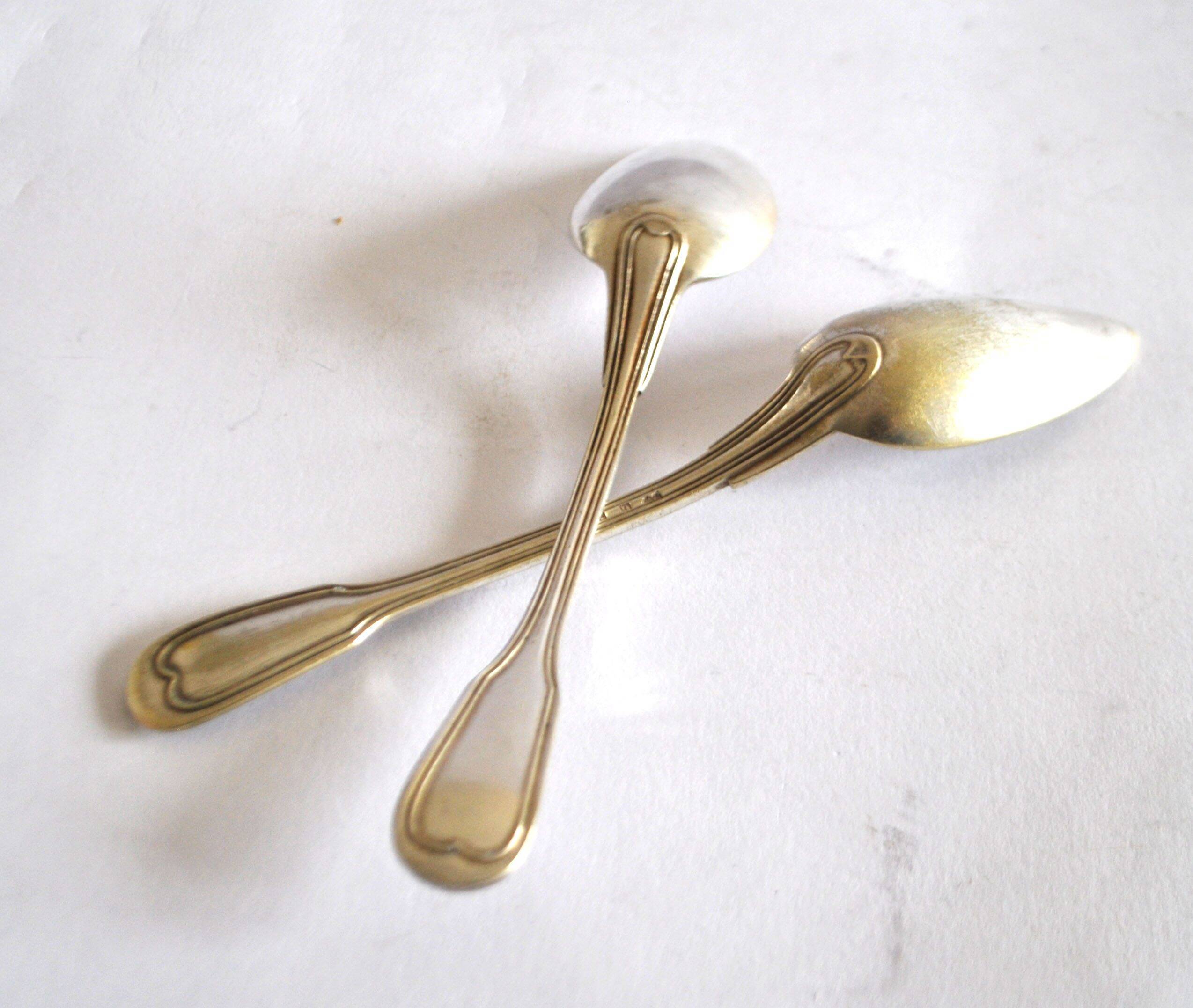 Set of 2 silver-plated dessert spoons in Chinon style, 15 cm.