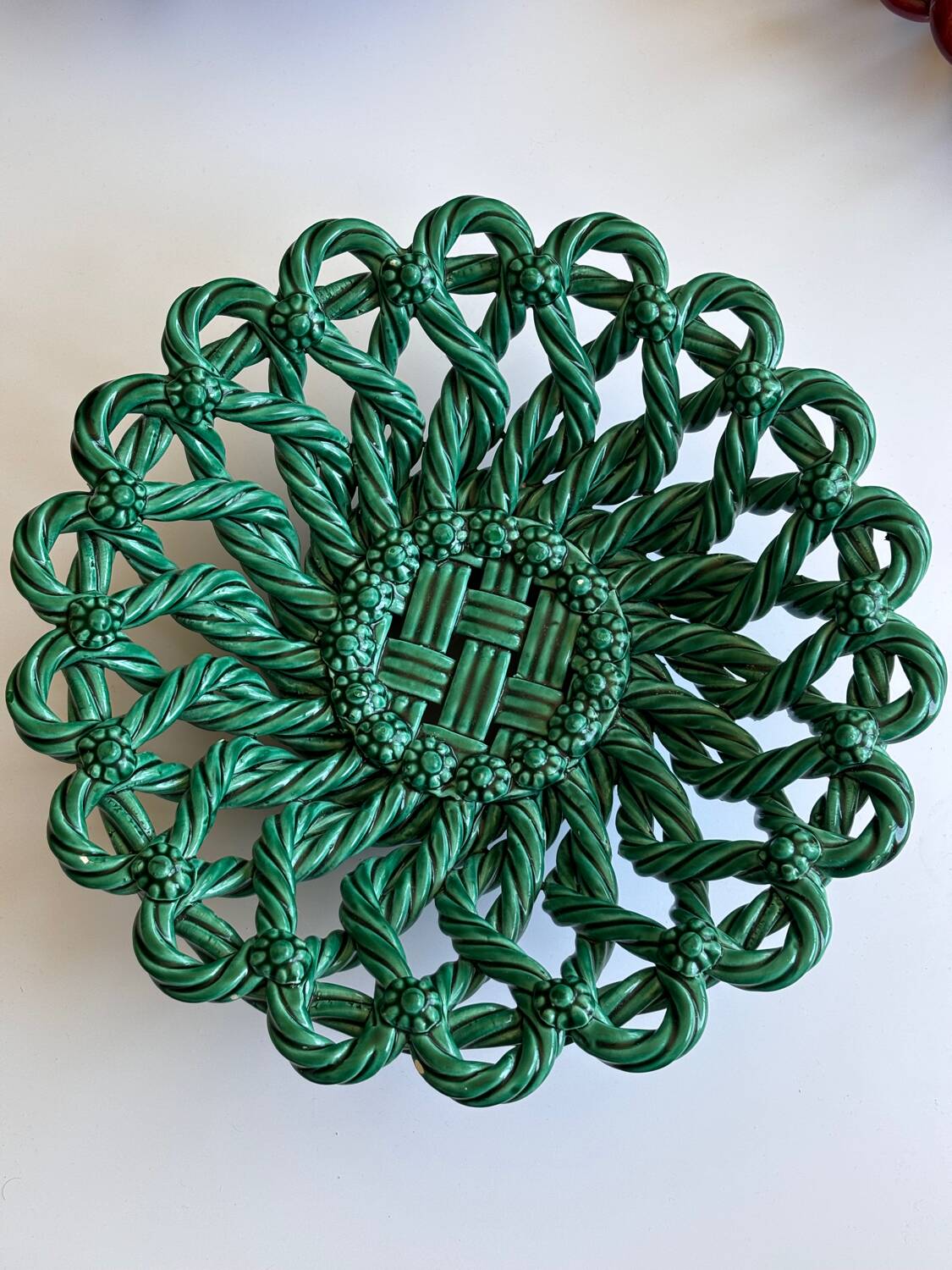 Vallauris woven ceramic fruit bowl basket