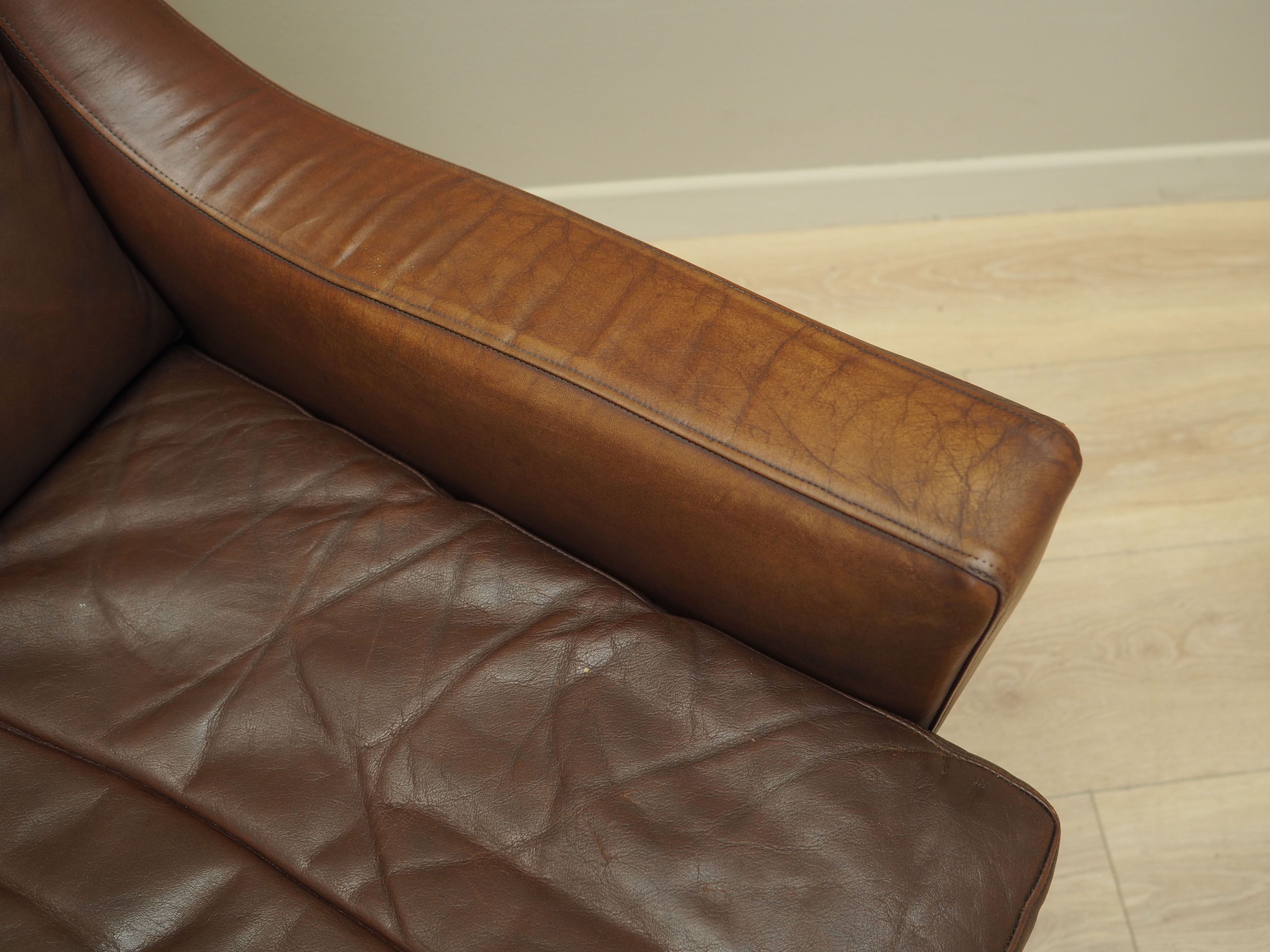 Brown leather armchair, Danish design, 1960s, designer: Edmund Jørgensen