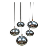 Vintage chrome cascade pendant lamp 'Silver spheres'