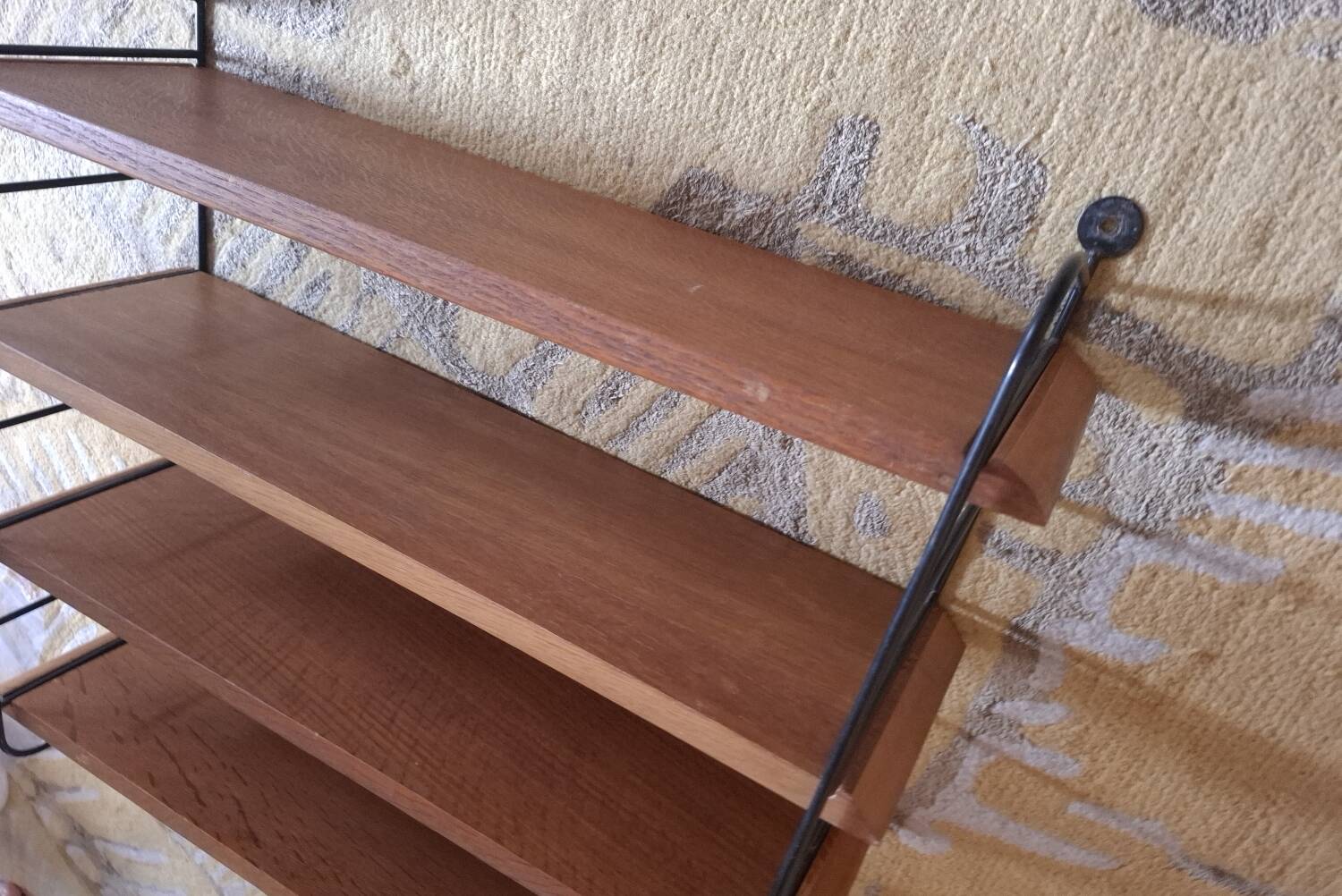 String shelves wood and metal