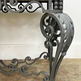 Art deco center table in wrought iron with marble top