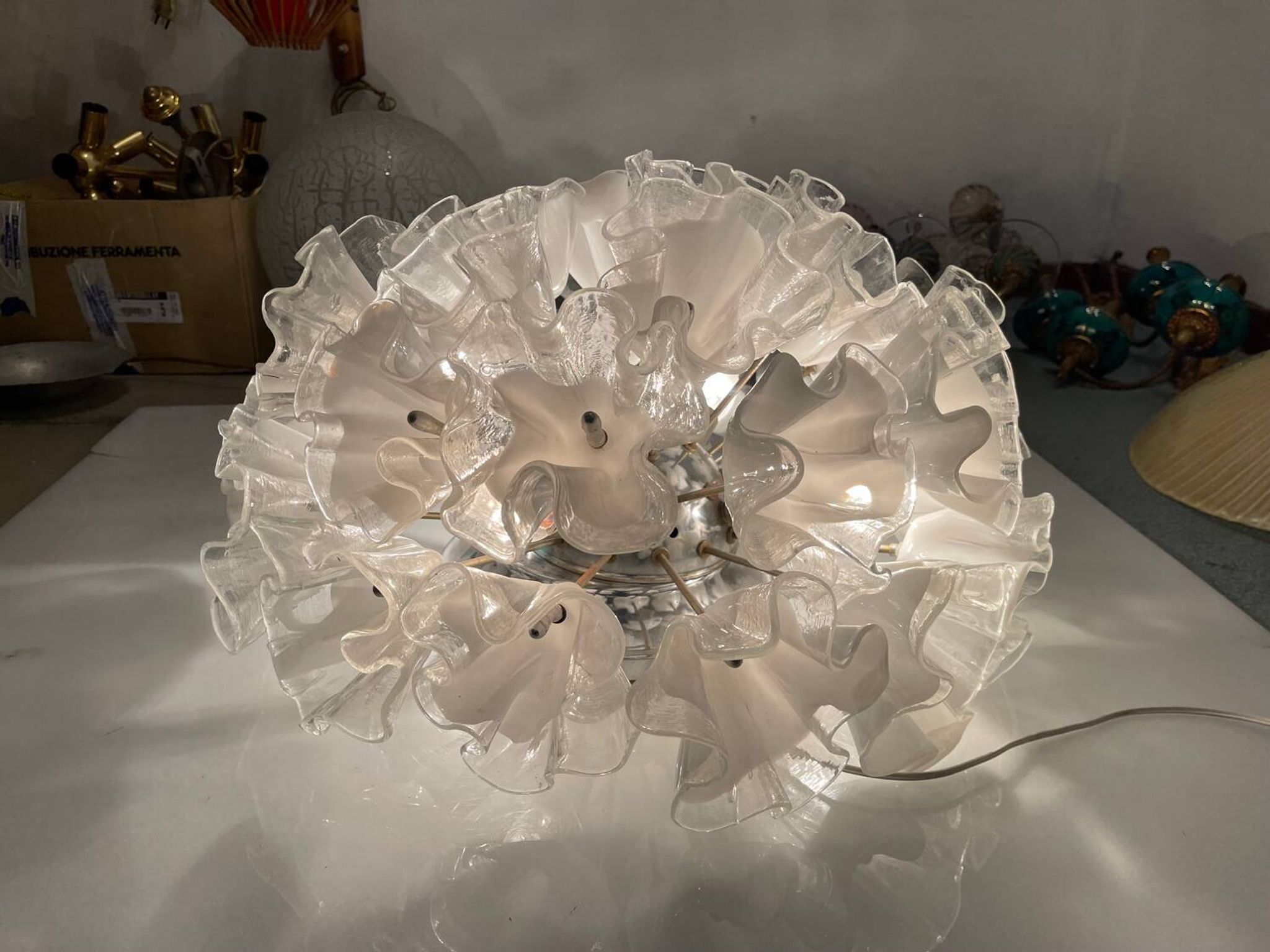 Large Venetian Murano Glass Ceiling Light Flushmount