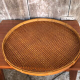 Old vintage braided wicker sieve
