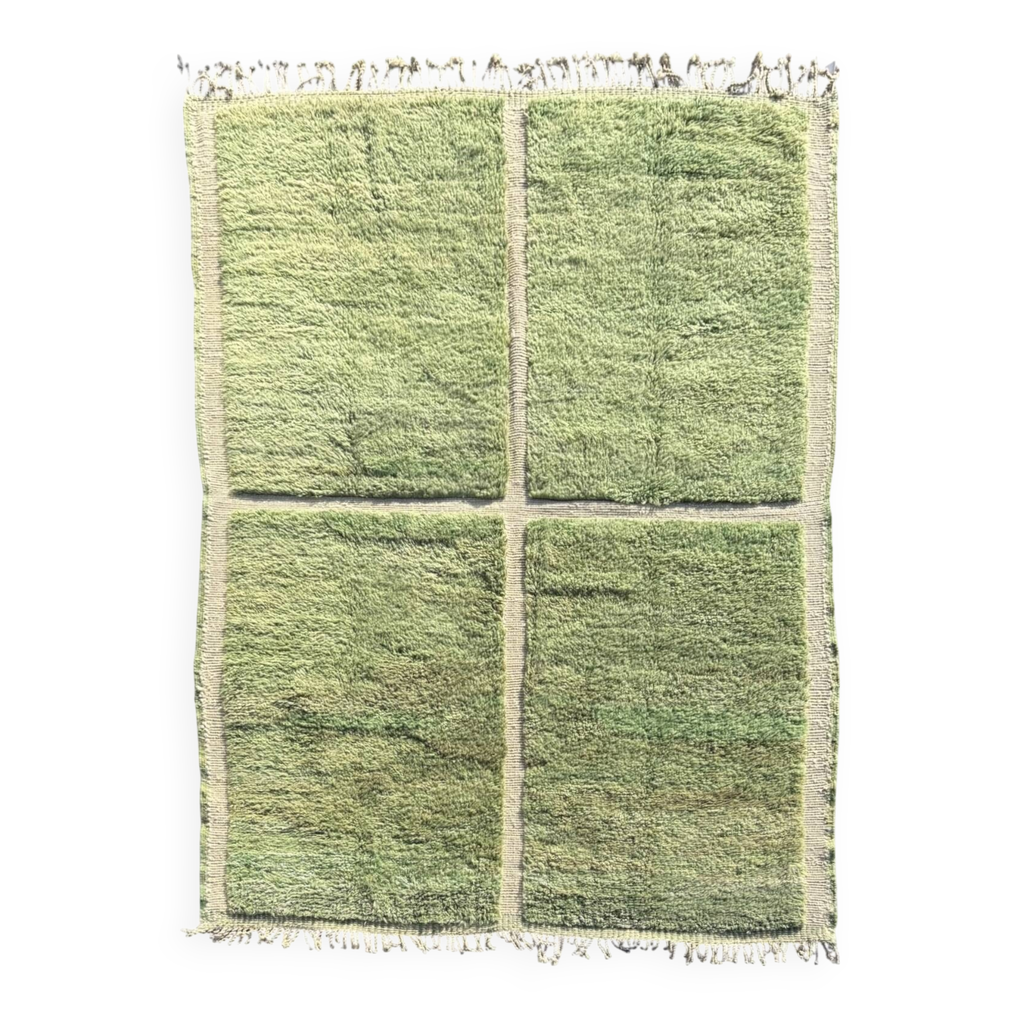 Boujaad Green rug handwoven in natural wool size 250cm×150cm