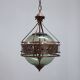 Pair of 1970s Brutalist Copper and Blown Glass Green Bottle Pendant Lamps