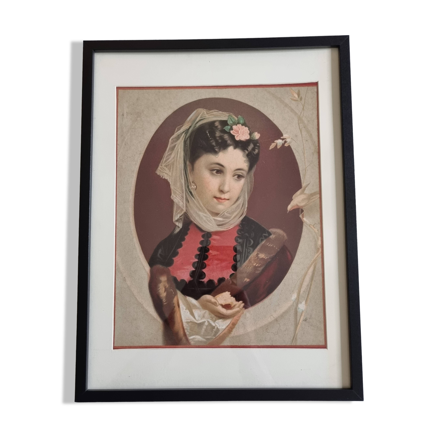 Original late 19th century chromolithograph, The Four Seasons, Winter, framed