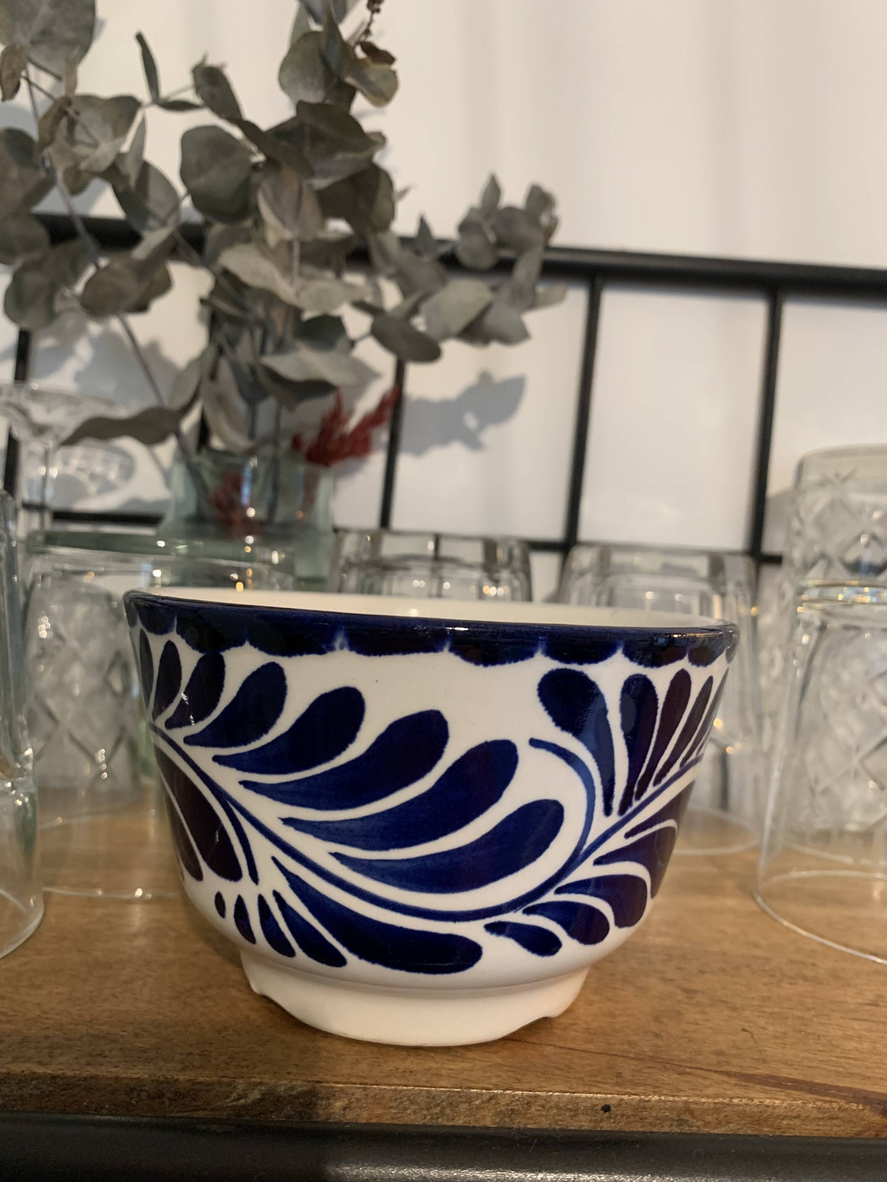 Vintage hard blue & white ceramic bowl - Anfora: art from Madagascar - TBEG!