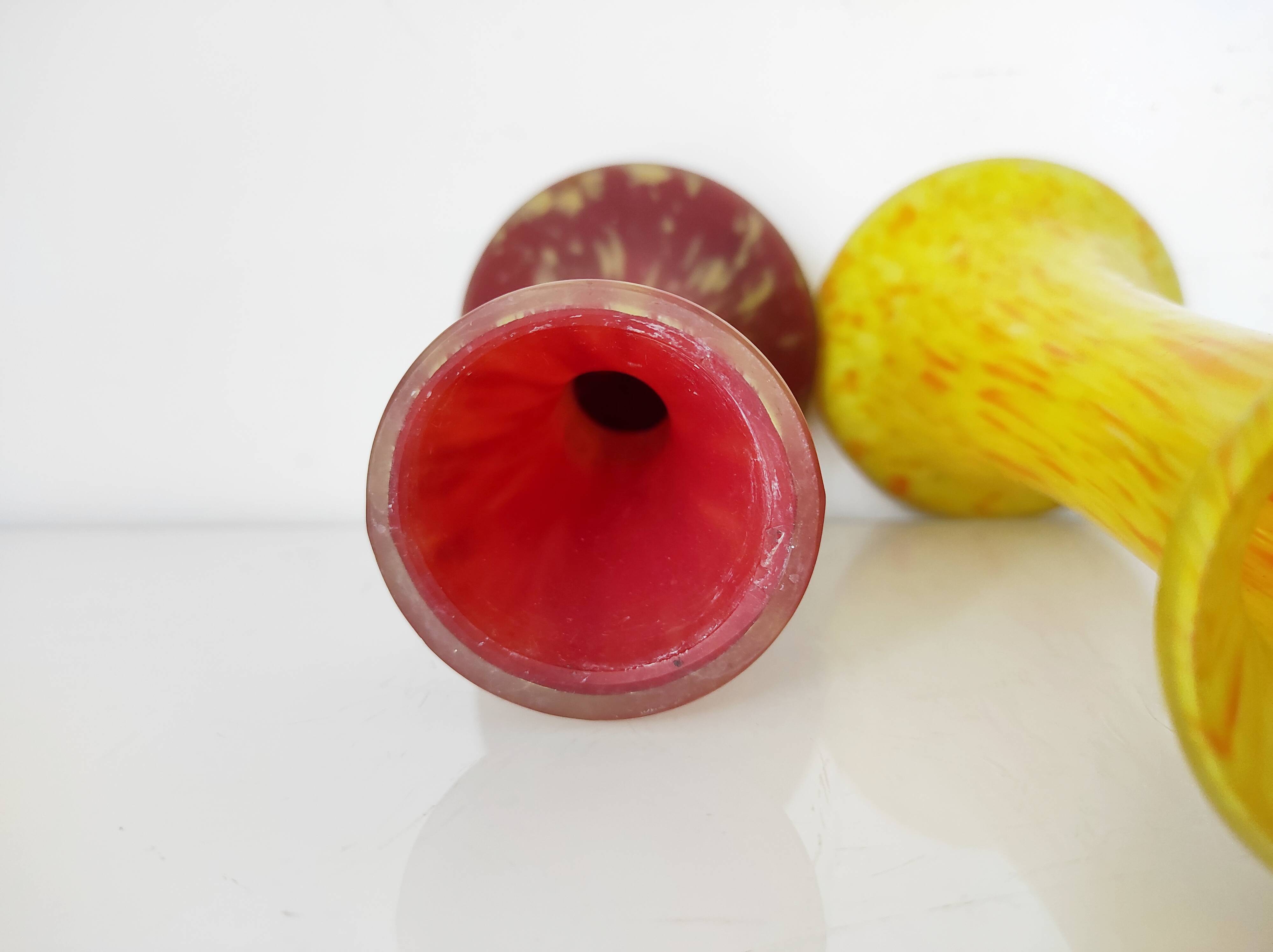 Set of two marmoreal glass vases