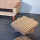 2-seater sofa in teck and beige wool, vintage scandinavian 1960s