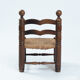 Chaise basse en bois avec assise en paille dans le style de Charles Dudouyt, années 1950