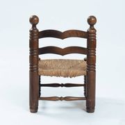 Wooden low chair with rush seat,1950s, in the style of Charles Dudouyt