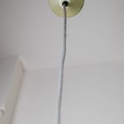 Vintage ceiling suspension in aluminium - 1980s, postmodern Memphis style - purple and green, striped cable, zigzag.