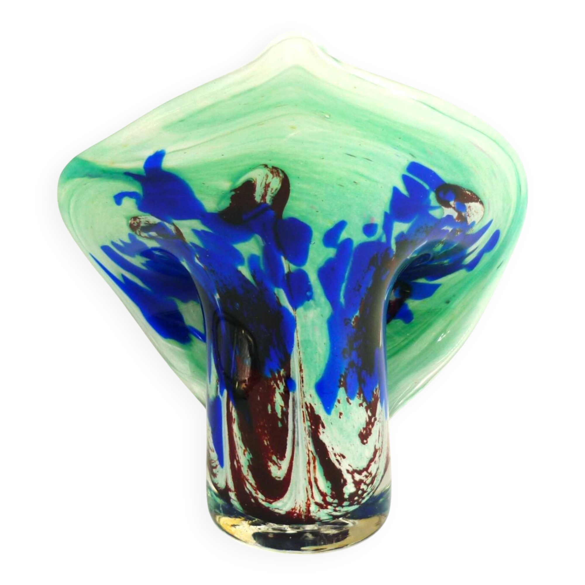 Vase, blown glass, inclusions, large neck, signed Jean Michel Gauthier 2005