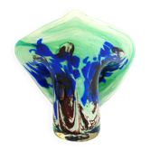Vase, verre soufflé, inclusions, grand col, signé Jean Michel Gauthier 2005