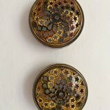 Pair of enamelled terracotta wall lights